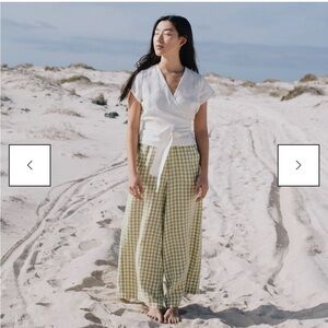Not Perfect Linen Gingham Maxi Wels wide leg linen pant